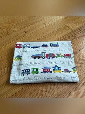 Pottery Barn Kids All Aboard Railway Ryder trains crib toddler fitted sheet